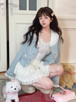 Bobon21 : พรีออเดอร์ เสื้อแจ็คเก็ตยีนส์แต่งปกกะลาสีน่ารักๆ สไตล์ญี่ปุ่น แบรนด์แท้