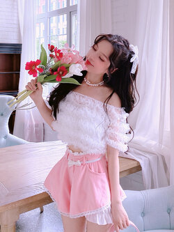 Summer Joy : พรีออเดอร์ เสื้อคลุมเกาะอกระบายครอปสั้น รุ่นยาว ระบาย 5 ชั้น