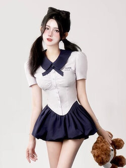 JOYKIKI : พรีออเดอร์ เสื้อและกระโปรงแฟชั่นสไตล์ชุดเครื่องแบบนักเรียนไทย แบบประยุกต์เซ็กซี่ งานป้ายแบรนด์