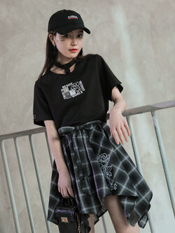 SNBL Girl : พรีออเดอร์ กระโปรงแฟชั่นสไตล์ญี่ปุ่นลายสก็อต แต่งสายผูกเอวตามแบบ แบรนด์แท้