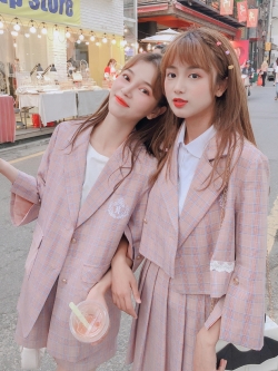 SNBL Girl : เสื้อสูทแฟชั่นสไตล์ญี่ปุ่นสีชมพูเนื้อ มีให้เลือก 2 แบบ แบบสั้น และ แบบยาว แบรนด์แท้