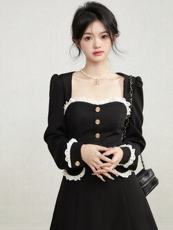 Acaine : พรีออเดอร์ ชุดเดรสสีดำคุณภาพสูง แต่งลูกไม้ แบรนด์แท้