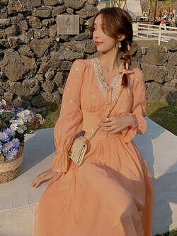 Palglg : พรีออเดอร์ เสื้อแฟชั่นแขนยาวลายดอกไม้สไตล์หวาน แบรนด์แท้