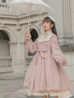 SNBL Girl : เดรสแฟชั่นสไตล์ญี่ปุ่น เดรสโลลิต้าฤดูหนาวแขนยาวน่ารักๆ ปักลายปีกข้างหลัง แบรนด์แท้