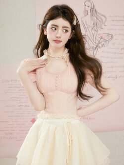 Acaine : พรีออเดอร์ เสื้อแฟชั่นสไตล์หวานทรงแขนพอง แบรนด์แท้