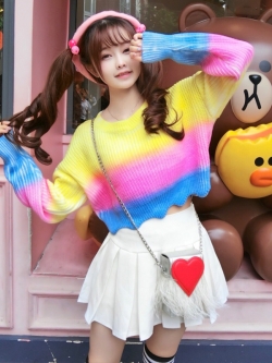 พรีออเดอร์ : เสื้อกันหนาวสีรุ้งแขนยาวน่ารักๆ สไตล์ญี่ปุ่น