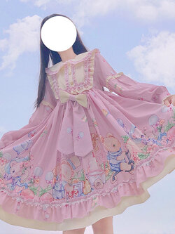 พรีออเดอร์ : เดรสโลลิต้าแฟชั่นพิมพ์ลายหวานๆ แขนยาว มีให้เลือก 3สี