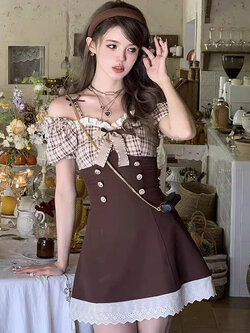 Acaine : พรีออเดอร์ เดรสสายเดี่ยวเปิดไหล่สไตล์หวาน แบรนด์แท้