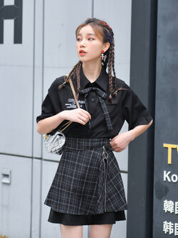 SNBL Girl : พรีออเดอร์ กระโปรงแฟชั่นลายสก็อตติดซิปข้างตามแบบ แบรนด์แท้