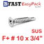 สกรูปลายสว่านสแตนเลส F+ SUS #10 x 3/4" ( 6ตัว/ถุง)