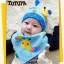 (พร้อมส่ง สีฟ้า) หมวกหนอนผีเสื้อ+ผ้ากันเปื้อน-BB0027