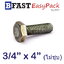 สกรูหัวเหลี่ยม (น๊อตกิโล) 3/4" x 4" พร้อมหัวน๊อต *ไม่ชุบ*