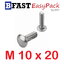 สกรูหัวกลมคอเหลี่ยมสแตนเลส M10 x 20 (1 ตัว/ถุง)
