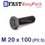 สกรูมิลดำ M 20 x 100 *เกลียวครึ่ง*