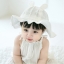 หมวกเด็กสาวน้อย ปีกกว้าง แต่งหูกระต่าย มีสายผูกใต้คาง