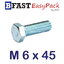 สกรูมิลขาว M 6 x 45 (6 ตัว/ถุง) *เกลียวตลอด*