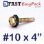 สกรูหัวเหลี่ยมปลายสว่าน #10 x 4" +ยางรอง (ุ15 ตัว/ถุง)