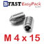 สกรูตัวหนอนปลายแหลมสแตนเลส SUS M4 x 15 (2 ตัว/ถุง)