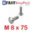 สกรูหัวกลมคอเหลี่ยมสแตนเลส M8 x 75 (2 ตัว/ถุง)