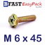 สกรูหัวเหลี่ยมติดแหวน HW+ M6 x 45 (5 ตัว/ถุง)