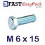 สกรูมิลขาว M 6 x 15 (12 ตัว/ถุง) *เกลียวตลอด*