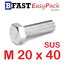 สกรูหัวเหลี่ยมสแตนเลส M20 x 40