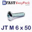 สกรูมิลสี่แฉก หัวร่ม JT M 6 x 50 (10 ตัว/ถุง)