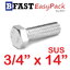 สกรูหัวเหลี่ยมสแตนเลส 3/4" x 14" (1 ตัว)
