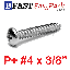 สกรูเกลียวสแตนเลส P+ SUS # 4 x 3/8" (20 ตัว/ถุง)