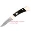มีดพับ Buck 112 Ranger AUTO Folding Knife 3" Plain Blade, Ebony Wood Handles with Brass Bolsters, Leather Sheath - 11894
