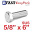สกรูหัวเหลี่ยมสแตนเลส 5/8" x 6" (1 ตัว)
