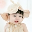 หมวกเด็กสาวน้อย ปีกกว้าง แต่งหูกระต่าย มีสายผูกใต้คาง