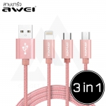 สายชาร์จ Awei รุ่น CL970 3in1 Lightning Micro Type C