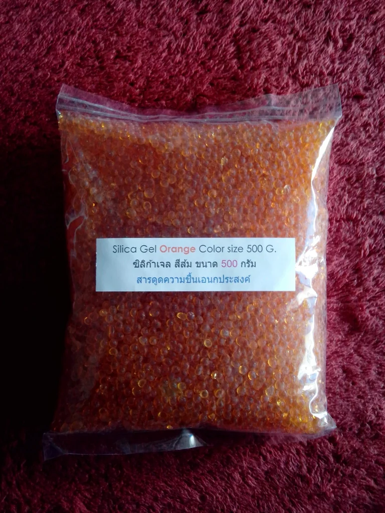 ซิลิก้าเจล สีส้ม ขนาด 3-5 มิลลิเมตร ซิลิก้าเจล สีส้ม ขนาด 3-5 มิลลิเมตร