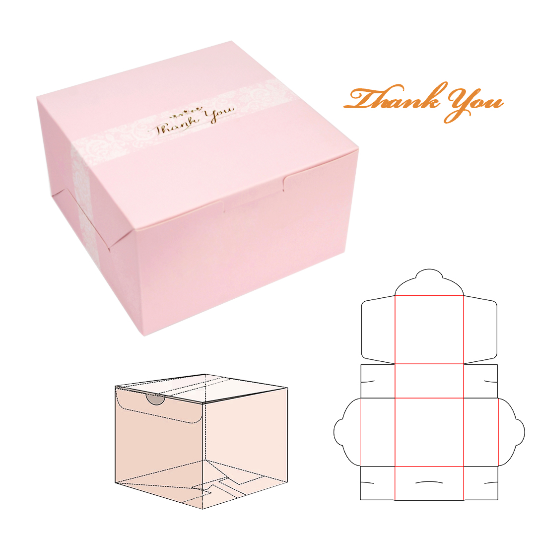 กล่อง Snack box สีชมพู screen word " Thank You" สีทอง (1*10) / psn1s04